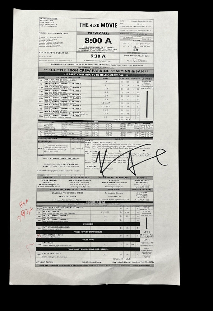 The 4:30 Movie Crew Sheet Signed C